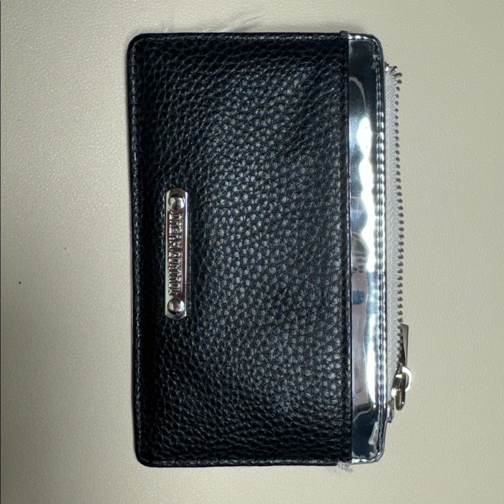 Black Textured Wallet with Silver Accents